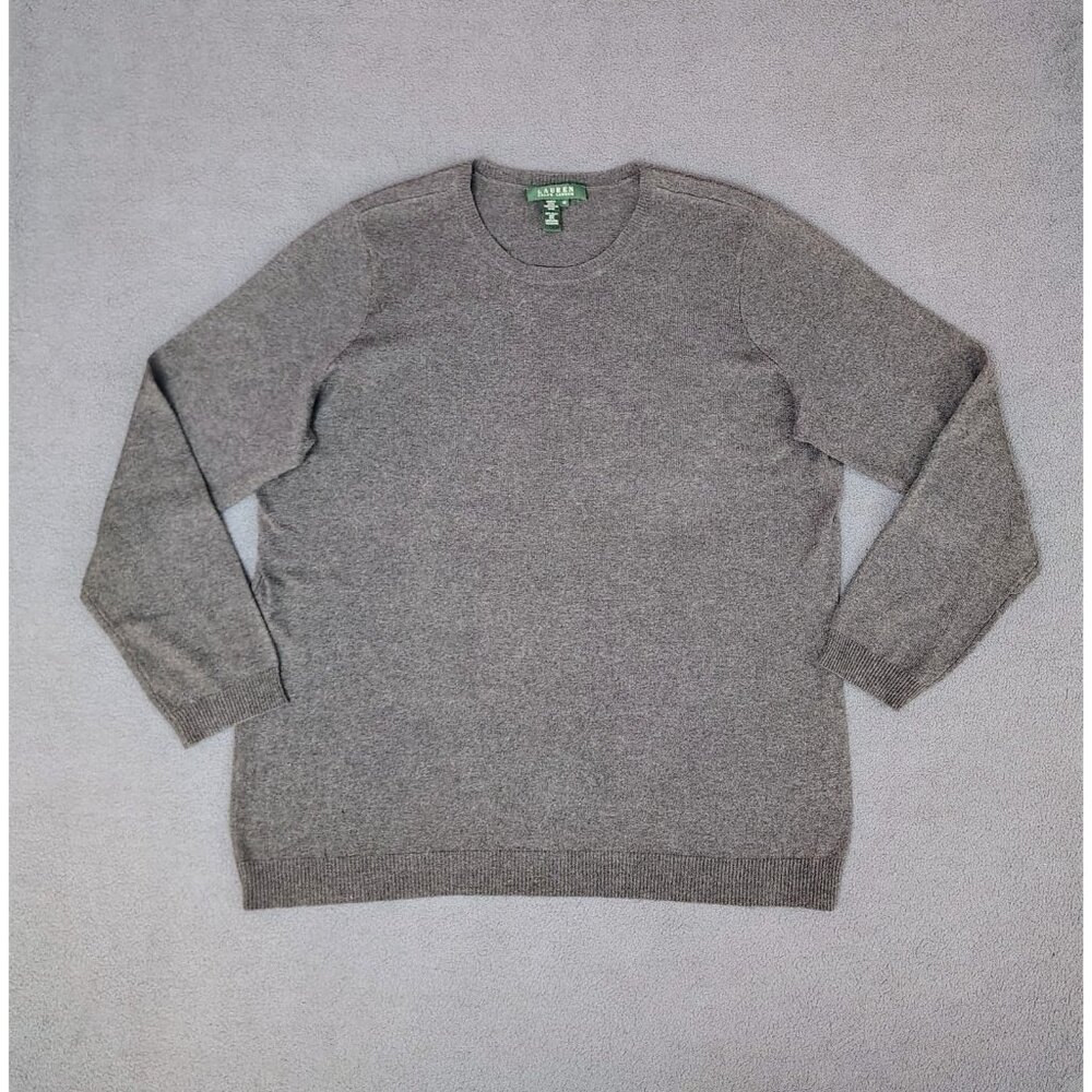 Ralph Lauren Women's Cashmere Silk Sweater Sz (1X / XL) Gray Crewneck Minimalist